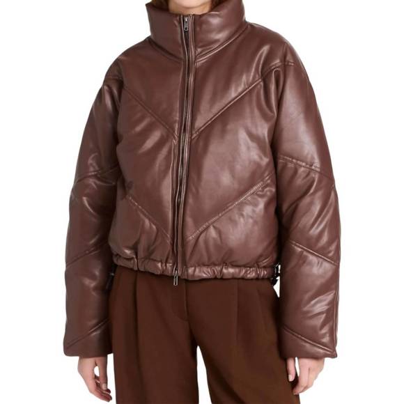 NEW A.L.C. women's morrison puffer coat jacket in brown - Picture 1 of 4